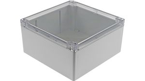 Watertight Enclosure Clear Lid, Polycarbonate, 180x180x90mm, Light Grey