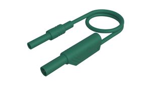 Test Lead, Plug, 4 mm - Socket, 4 mm, Green, Nickel-Plated Brass, 1m