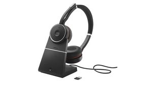 Headset with Charging Stand, MS, Evolve 75 SE, Stereo, On-Ear, 20kHz, Bluetooth, Black / Red