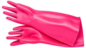 Protective Gloves, Rubber, Glove Size 9, Red, Pair (2 pieces)