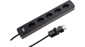 Stopcontactstrip met schakelaar & clip-clap® 5 CH-socket type J (T13) Zwart CH-stekker type J (T12)