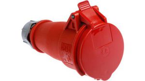 AM-TOP IP44 Red Cable Mount 3P + N + E Industrial Power Socket, Rated At 16A, 400 V