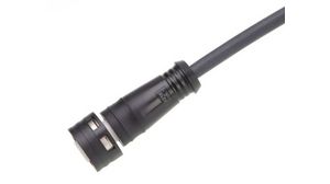Cordset, Black, Straight, 2A, 24AWG, 1m, M12 Socket - Pigtail, Conductors - 8