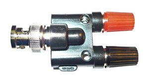Adattatore, spinotto BNC - 2x morsetto di collegamento 30 VAC / 60 VDC 59mm Nero / Rosso