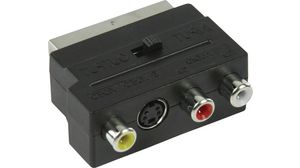 Umschaltbarer SCART-Adapter, SCART-Stecker - S-Video-Buchse + 3x RCA-Buchse
