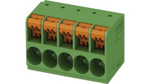 PCB Terminal Block, 10.16mm Pitch, Right Angle, Push-In, 5 Poles