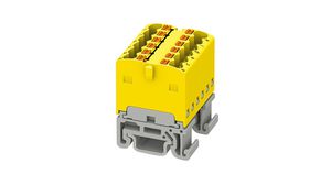 Terminal Block, Push-In, 12 Poles, 500V, 17.5A, 0.14 ... 2.5mm², Yellow