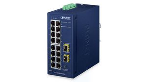 Ethernet-switch, RJ45-porter 16, Fiberporter 2SFP, 1Gbps, Layer 2-administrert