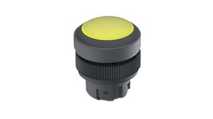 Illuminated Pushbutton Actuator with Black Frontring, Protective Cap Momentary Function Round Button Yellow IP65 RAFIX 22 QR