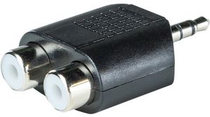 Konektor RCA- monofonní 3.5 mm, Rovný, Zástrčka 3,5 mm - 2x zásuvka RCA