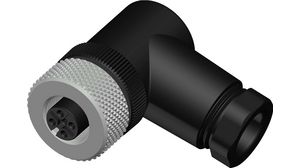 Circular Connector, M12, Socket, Right Angle, Poles - 4, Screw, Cable Mount, 40.4mm