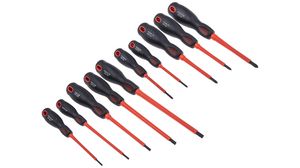 Schroevendraaiersets, VDE, 10pcs, Pozidriv / Phillips / Slotted