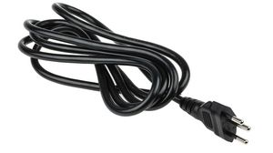 AC Power Cable, CH Type J (T12) Plug - Bare End, 2m, Black