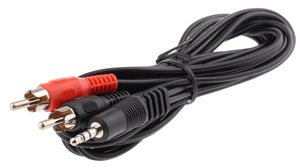 Audio Cable, Loudspeaker, 3.5 mm Jack Plug - 2x RCA Plug, 2m