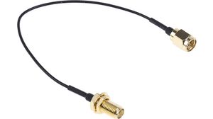 RF Cable Assembly, SMA Male Straight - SMA Female Straight, 150mm, Black