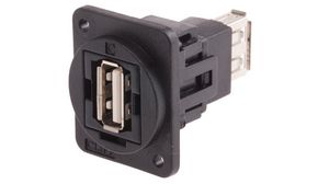 Adapter, Straight, Plastic, USB-A 2.0 Socket - USB-A 2.0 Socket