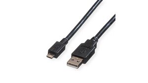 Cable, Wtyk USB A - Wtyk USB Micro-B, 800mm, USB 2.0, Czarny