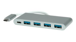 Docking Station, USB-C Plug, Bus-Powered, 60W, Ports Total 5