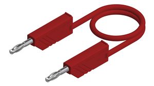 Laborkabel PVC 16A Messing, vernickelt 250mm 1mm² Rot