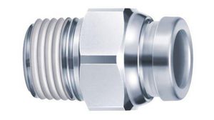 KQG2 Series Straight Threaded Adaptor, R 1/4 Male to Push In 8 mm, Threaded-to-Tube Connection Style