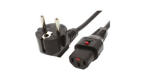 AC Power Cable, DE Type F (CEE 7/4) Plug - IEC 60320 C19, 2m, Black