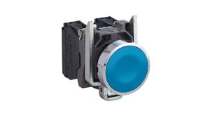 Push-Button, Complete Momentary Function 1NO Flush Mount Blue / Metallic