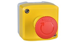 Interrupteur d'arrêt d'urgence, boîtier rouge/jaune/gris, Ø22mm, 600V, 1NO + 1NC