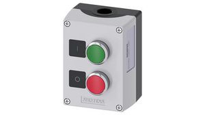 Station de contrôle avec deux boutons poussoir, Vert, rouge, 1NC + 1NO, Borne à vis