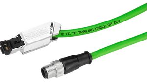 Industriell Ethernet-kabel, PVC, CAT5e, M12, hane / RJ45, 10m