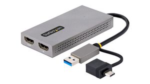 Multi-Port Adapter, USB-A Plug / USB-C Plug - HDMI Socket, Silver