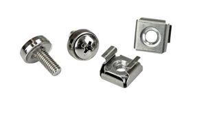 Screws and Cage Nuts, Pack of 100 Pieces, M5, 12mm, Nickel-Plated Steel