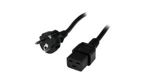 IEC Device Cable DE/FR Type F/E (CEE 7/7) Plug - IEC 60320 C19 2m Black