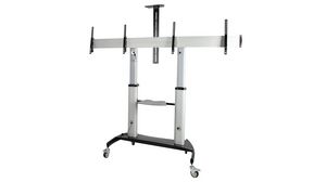 Portable Rolling TV Stand with Multimedia Device Shelfs, 37 ... 60", 50kg, Silver