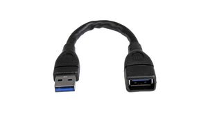 Cable, Wtyk USB A - Gniazdo USB A, 152mm, USB 3.0, Czarny