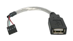 Kabel z gniazda USB-A do 4-pinowego gniazda IDC 152mm Szary