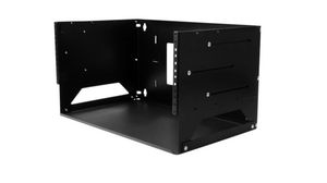 2-Post Open Frame Rack with Built-in Shelf, 4U, Steel, 34kg, Black