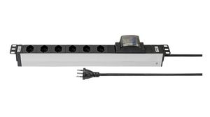 Outlet Strip ALU 6x CH Type J (T13) Socket - CH Type J (T12) Plug Black / Silver 3m