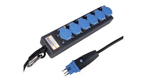Prodlužovací kabel PROFESSIONAL 6x Zásuvka CH typ J (T13) - Zástrčka CH typ J (T12) Černá/modrá 5m