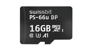 Průmyslová paměťová karta, microSD, 16GB, 47MB/s, 46MB/s, Černý