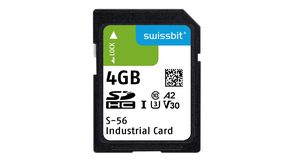 Industrial Memory Card, SD, 4GB, 95MB/s, 24MB/s, Black