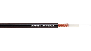 Kabel koncentryczny RG-59 Poliuretan (PUR) 6.3mm 75Ohm Miedź Czarny 100m