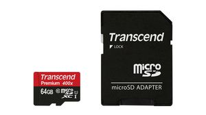 Carte mémoire, microSD, 64GB, 60MB/s, Noir / Rouge