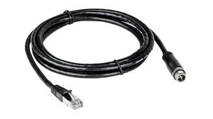 Cable, M12 Plug - RJ45 Plug, A-Coded, IP67, 2m