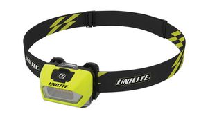 Pannlampa, LED, 3x AAA, 1.5V / Laddningsbart, 350lm, 27m, IPX6, Svart/gul