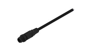 Cable Assembly, Polyamide 6.6, M12 Plug - Bare End, 8 Conductors, 2m, IP67, Straight, Black