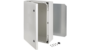 Cabinet, Polycarbonate, 2-point locking,Hinges on the long side, 700x500x300mm, Light Grey, IP66