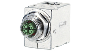 Feed-through Connector, M12 Jack X-Coded / RJ45 Jack, Contacts -