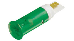 LED Indicator, Tab Terminal, 2.8 x 0.8 mm, Fixed, Green, AC / DC, 24V