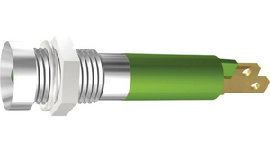 LED Indicator, Blade Terminal, 2.8 x 0.8 mm, Fixed, Green, DC, 28V