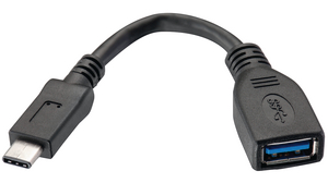 Przewód, Gniazdo USB A - Wtyk USB C, 50mm, USB 3.1, Czarny